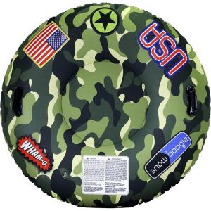 Wham-O Snowboogie Super Snow Tube 46″ Oversize Deluxe USA Camo Edition | Single Rider Snow Sleds | Inflatable Snow Sled for Adults & Children