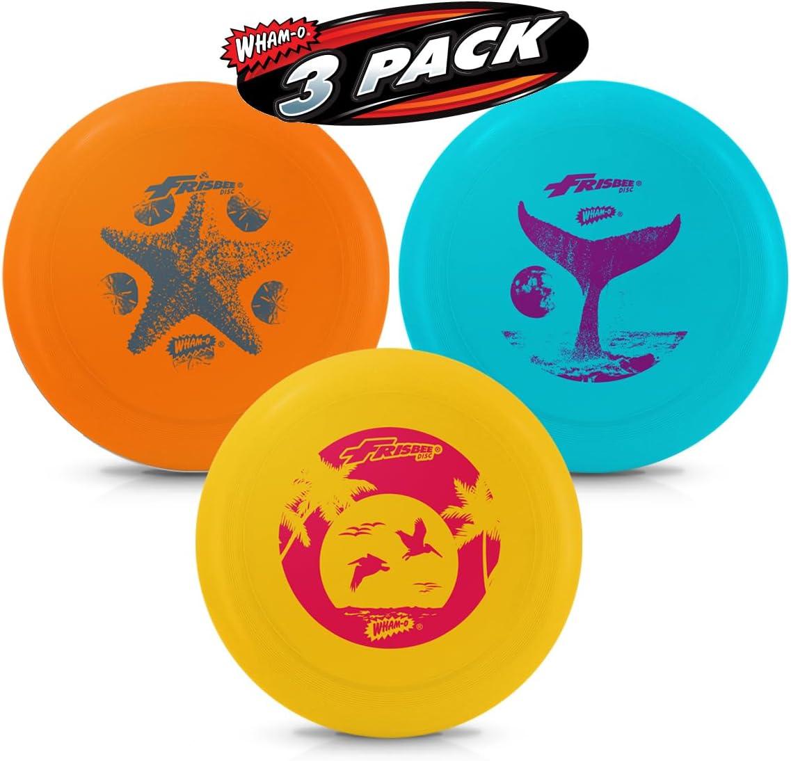 image:imageWhamO Frisbee Malibu Beach Flyer Flying Disc 110 Gram Light Weight Frisbee Disc 3 Pack Blue Orange Yellow3 PACK BLUE ORANGE YELLOW