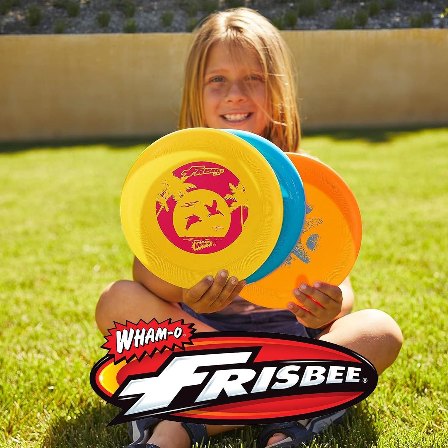 image:imageWhamO Frisbee Malibu Beach Flyer Flying Disc 110 Gram Light Weight Frisbee Disc 3 Pack Blue Orange Yellow6 PACK BLUE ORANGE YELLOW