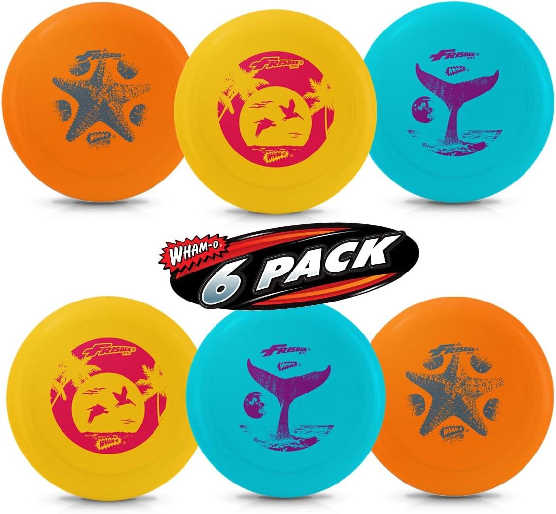 image:imageWhamO Frisbee Malibu Beach Flyer Flying Disc 110 Gram Light Weight Frisbee Disc 3 Pack Blue Orange Yellow6 PACK BLUE ORANGE YELLOW