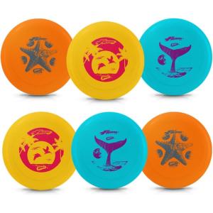 Wham-O Frisbee- Malibu Beach Flyer – Flying Disc- 110 Gram – Light Weight Frisbee Disc (3 Pack – Blue + Orange + Yellow)(6 PACK ( BLUE + ORANGE + YELLOW ))