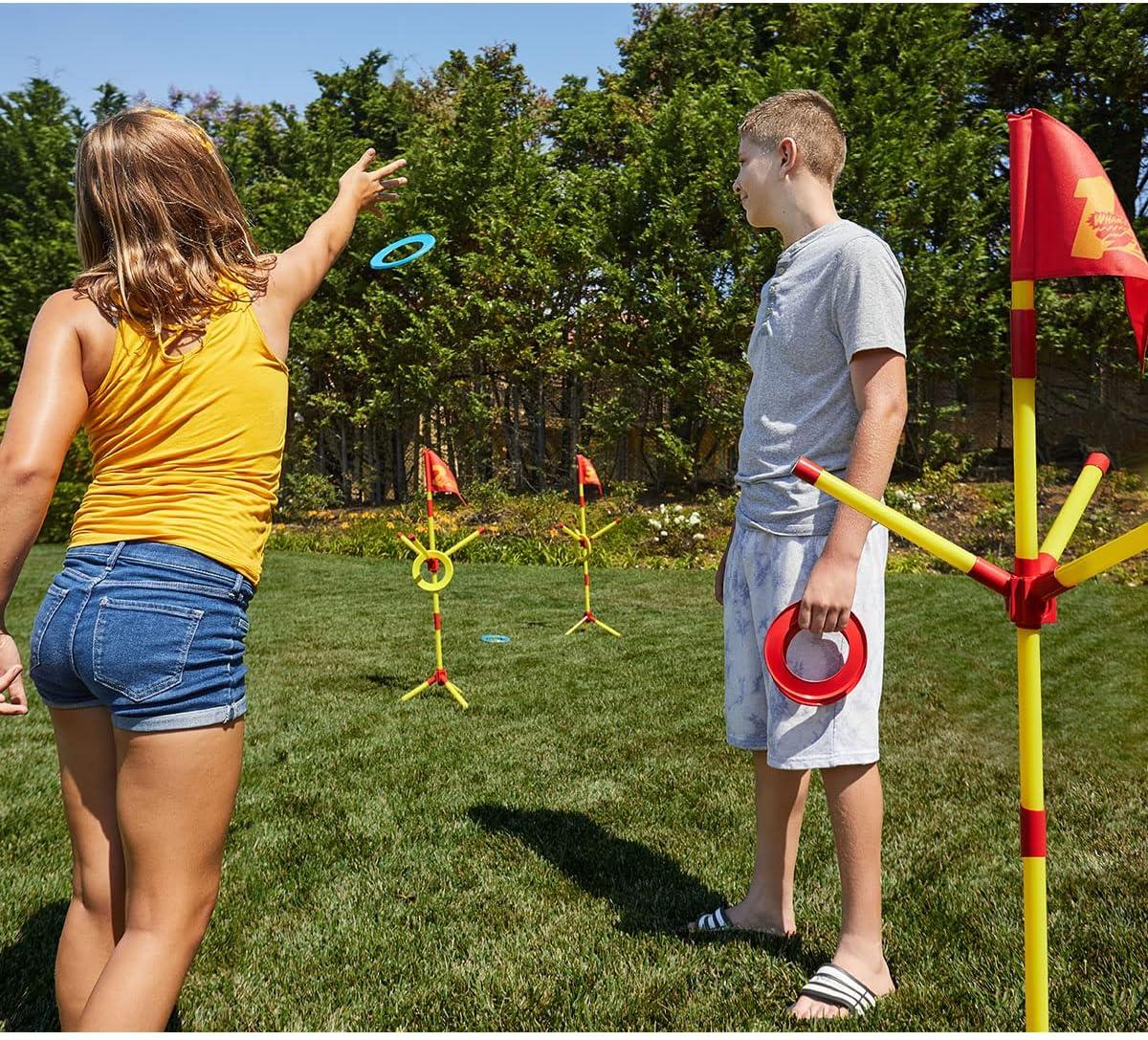image:imageWhamO Frisbee Hook n Score Golf Muli Player Game 3 Flag Posts 3 Mini Disc Rings