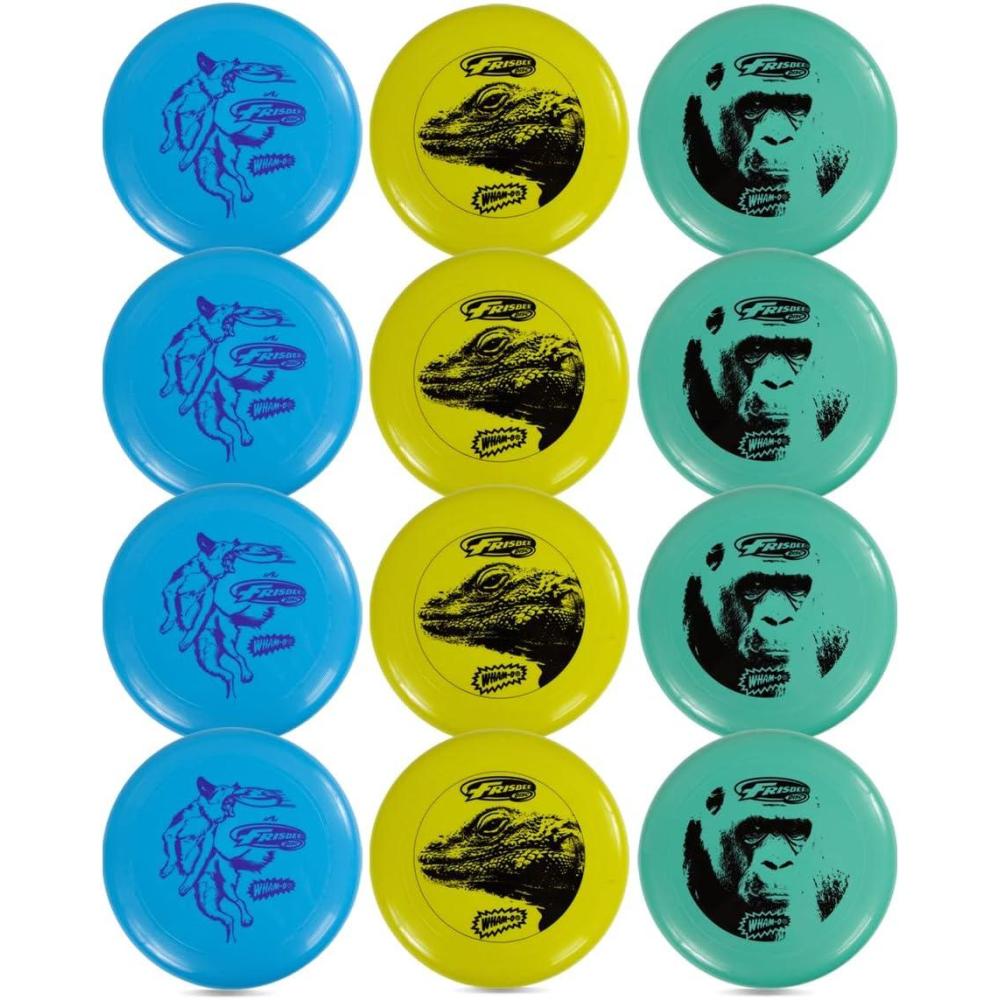 image:imageWhamO Frisbee Cool Flyer 130 Grams 995 Flying Disc Disc Golf Lightweight Durable Disc Set12 PACK GREY GREEN BLUE