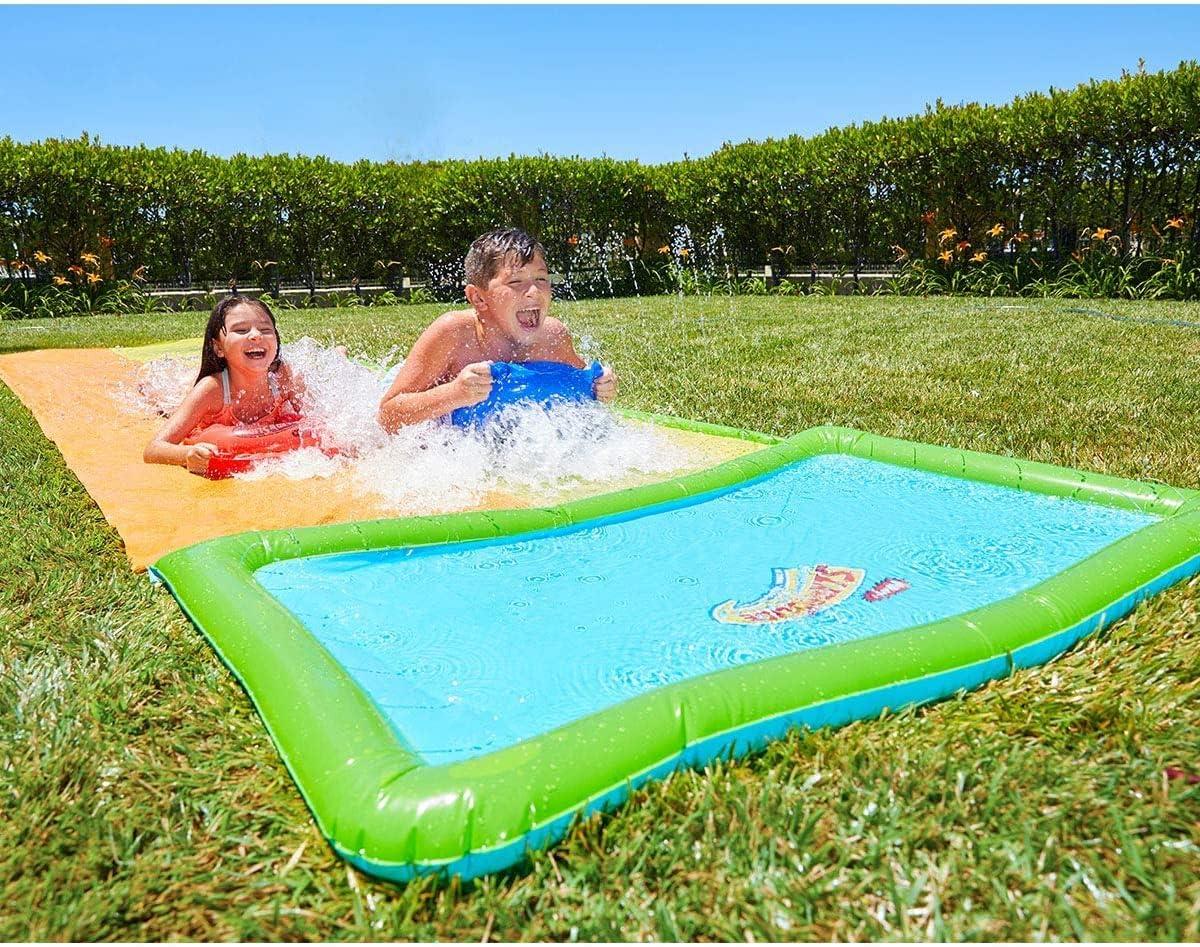 image:imageWhamO Slip N Slide 18ft Wave Rider with Body Boards Lawn Water Slides for Kids Great for Backyard Park Water Parties Summer Outdoor Activities18ftDouble Slides with Pool Area