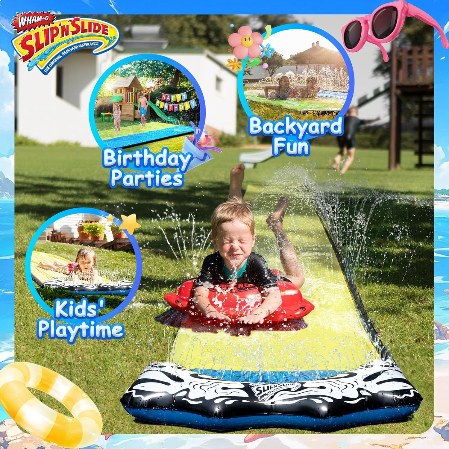 image:imageWhamO Slip N Slide 18ft Wave Rider with Body Boards Lawn Water Slides for Kids Great for Backyard Park Water Parties Summer Outdoor Activities18ftSingle Slides