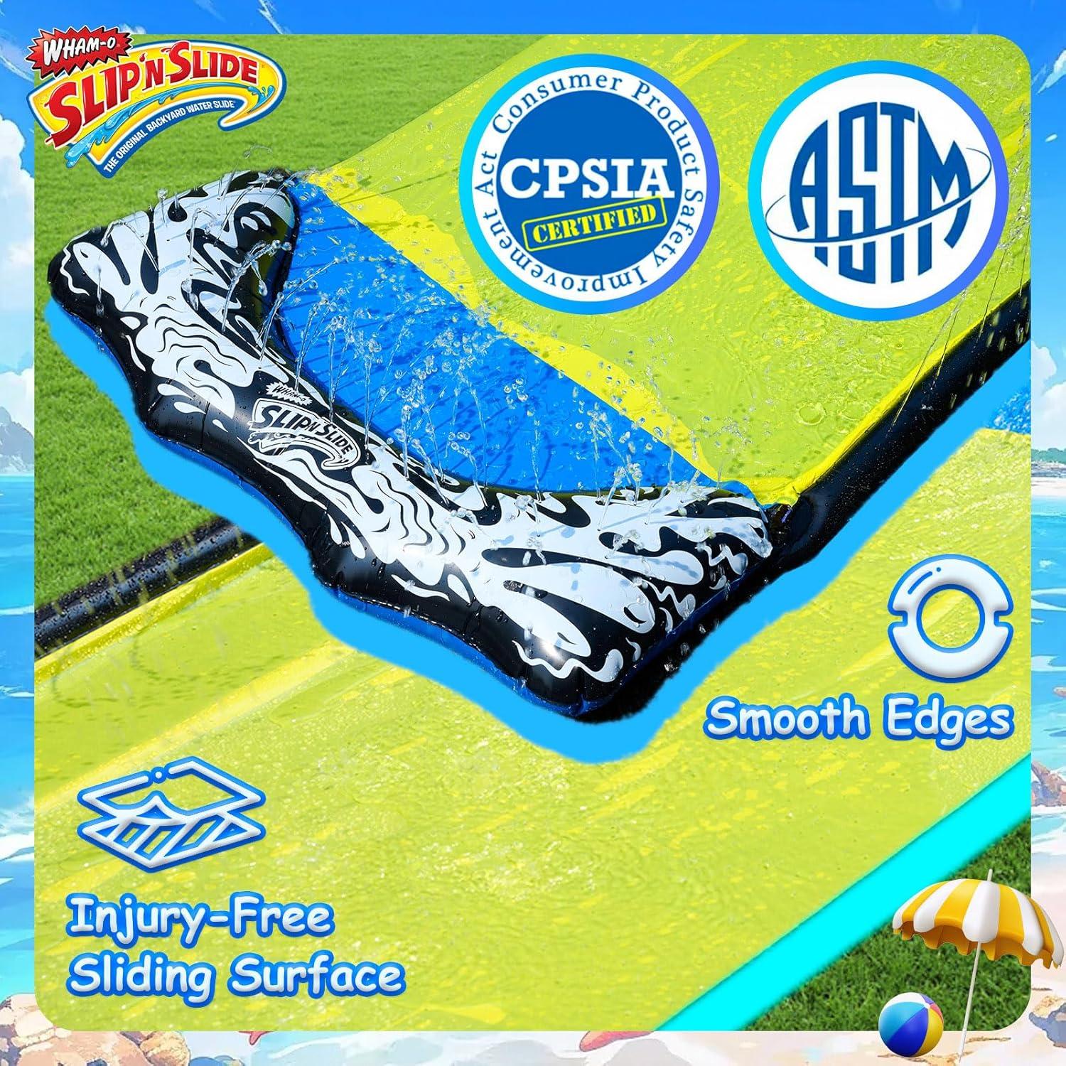 image:imageWhamO Slip N Slide 18ft Wave Rider with Body Boards Lawn Water Slides for Kids Great for Backyard Park Water Parties Summer Outdoor Activities18ftSingle Slides