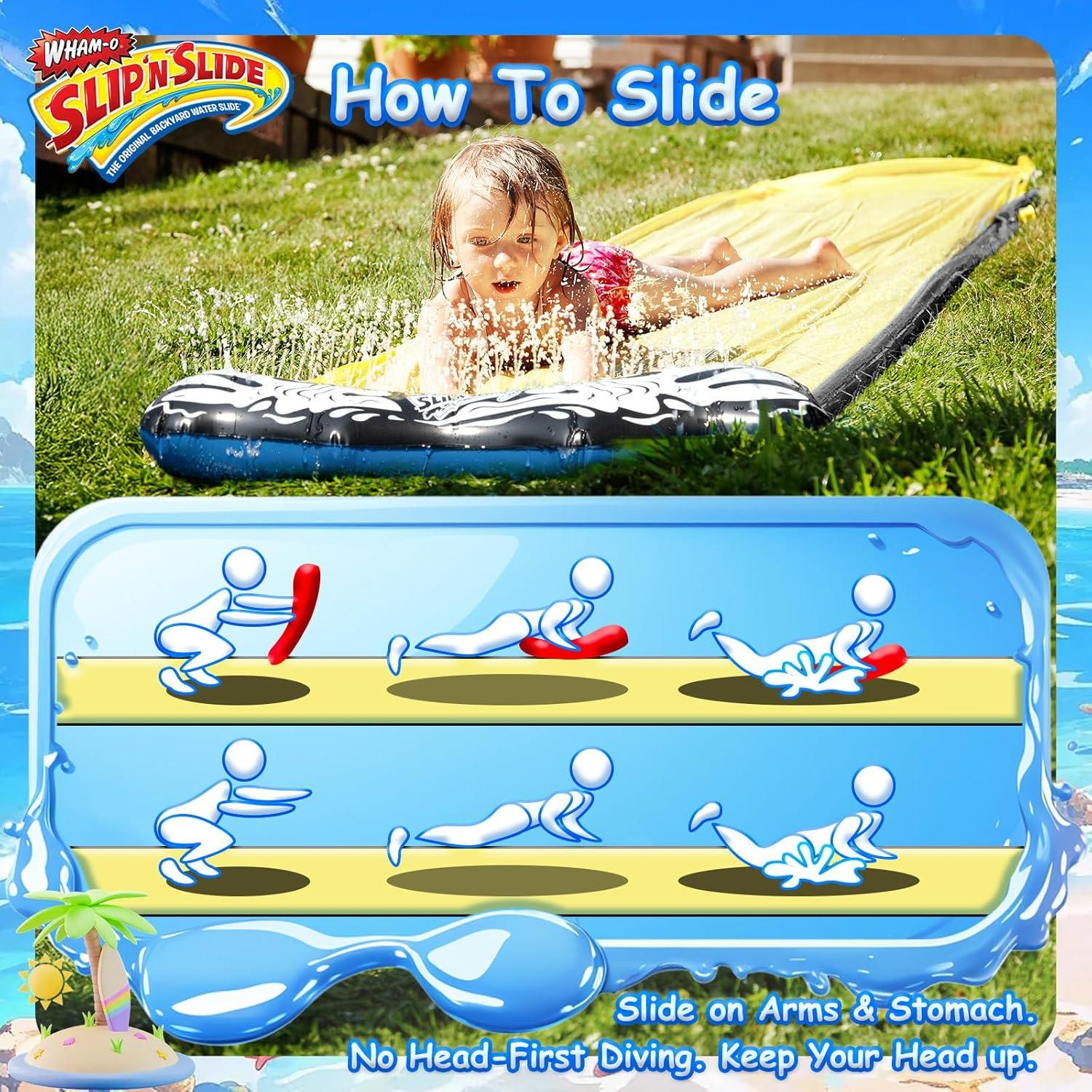 image:imageWhamO Slip N Slide 18ft Wave Rider with Body Boards Lawn Water Slides for Kids Great for Backyard Park Water Parties Summer Outdoor Activities18ftSingle Slides