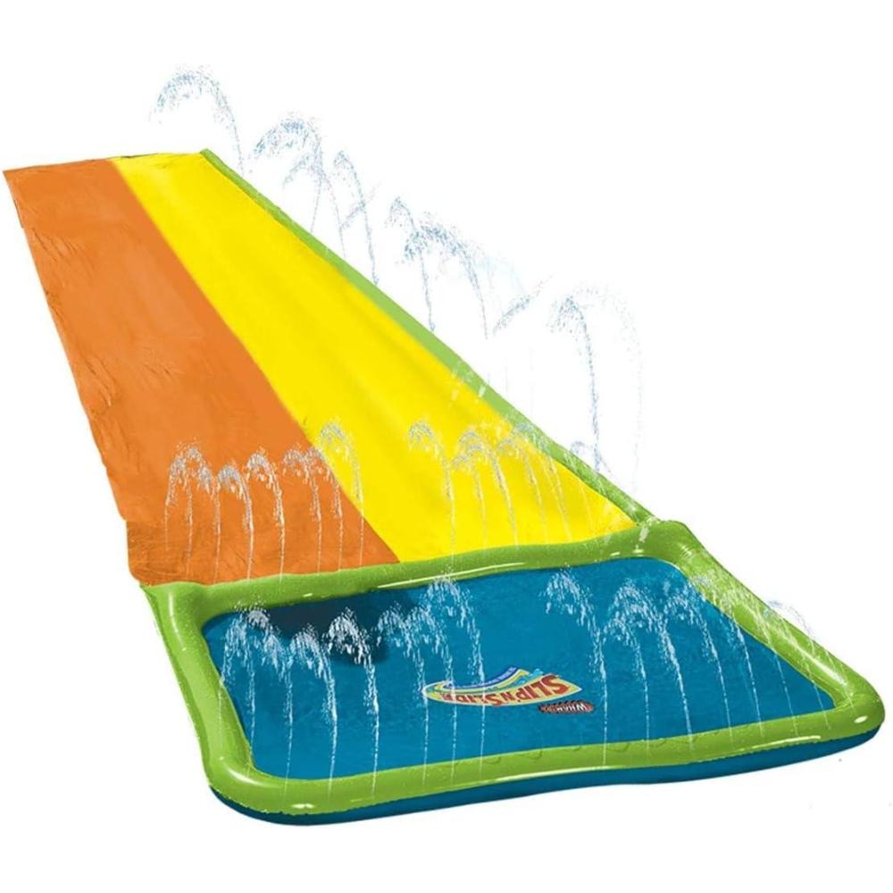 image:imageWhamO Slip N Slide 18ft Wave Rider with Body Boards Lawn Water Slides for Kids Great for Backyard Park Water Parties Summer Outdoor Activities18ftDouble Slides with Pool Area