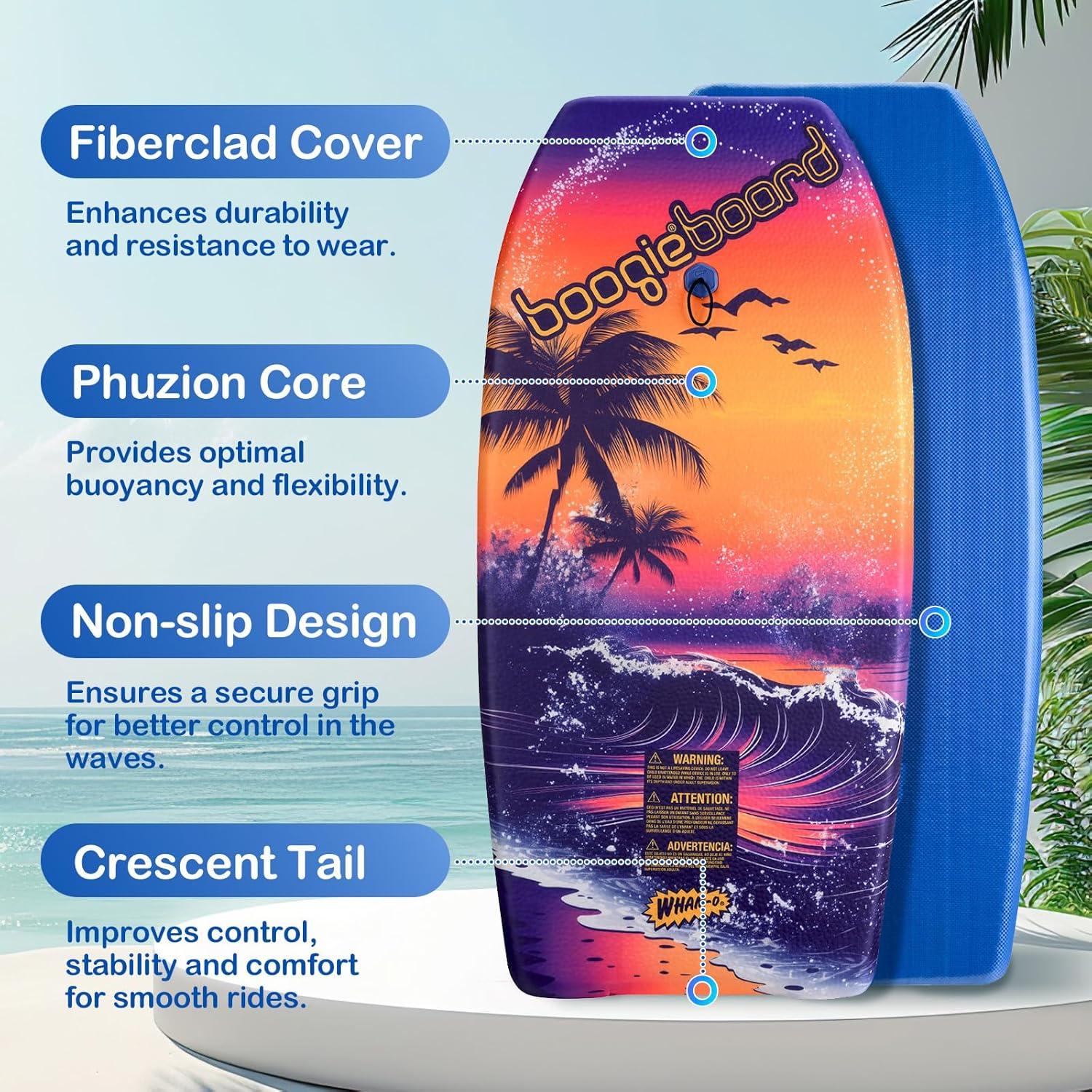 image:imageWhamO Boogie Boards 2 Pack 3337 Body Board for Beach Lightweight Bodyboard with Wrist Leash for Kids Teens Beginners TrainingBeachWave