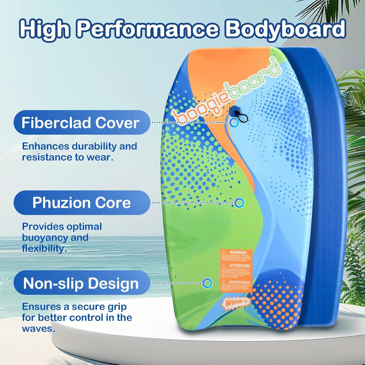 image:imageWhamO Boogie Boards 2 Pack 3337 Body Board for Beach Lightweight Bodyboard with Wrist Leash for Kids Teens Beginners TrainingCurve1Pack