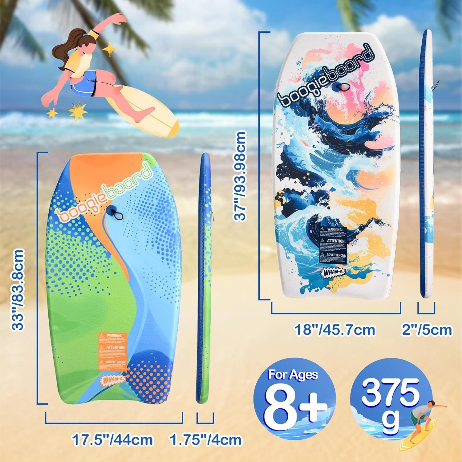 image:imageWhamO Boogie Boards 2 Pack 3337 Body Board for Beach Lightweight Bodyboard with Wrist Leash for Kids Teens Beginners TrainingCurveWave