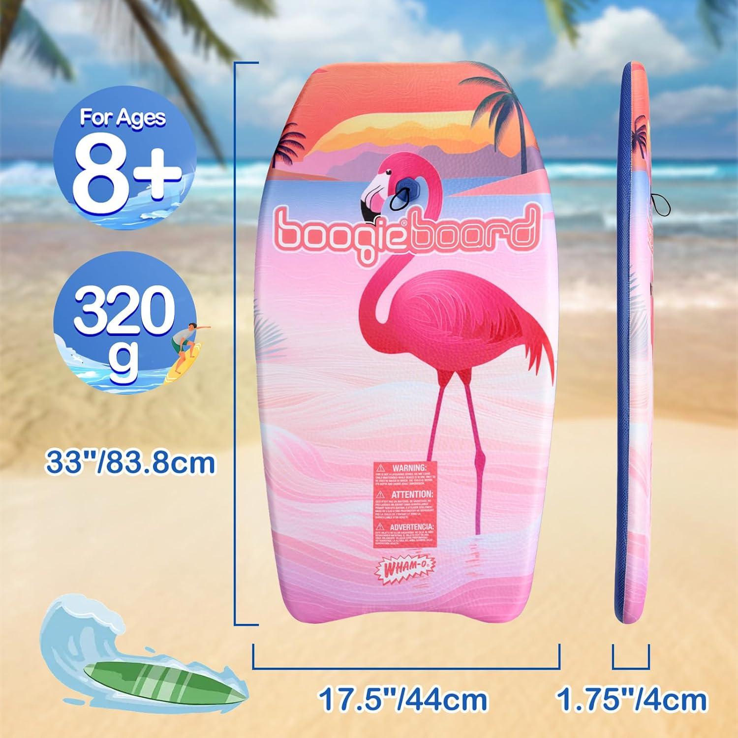 image:imageWhamO Boogie Boards 2 Pack 3337 Body Board for Beach Lightweight Bodyboard with Wrist Leash for Kids Teens Beginners TrainingFlamingo2Pack