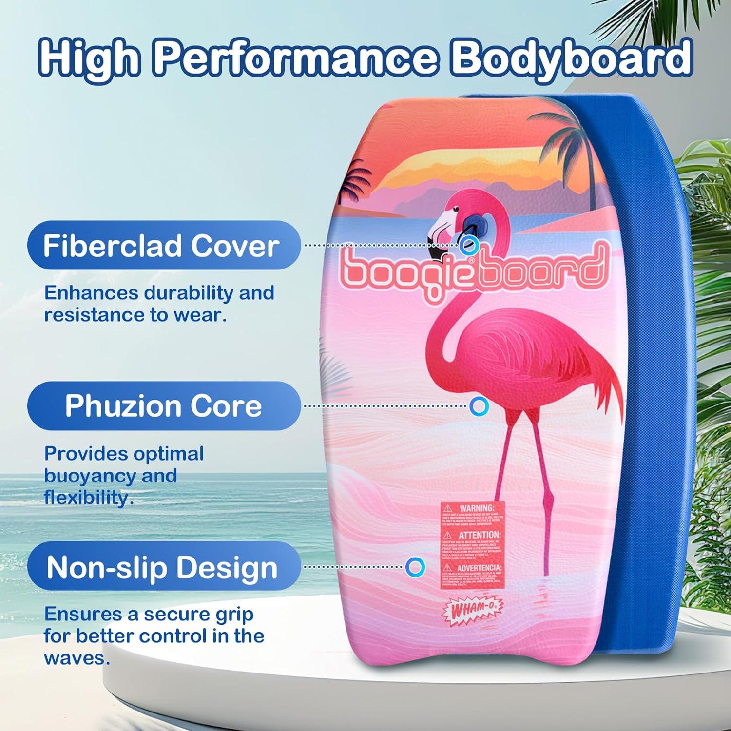 image:imageWhamO Boogie Boards 2 Pack 3337 Body Board for Beach Lightweight Bodyboard with Wrist Leash for Kids Teens Beginners TrainingFlamingoCurve