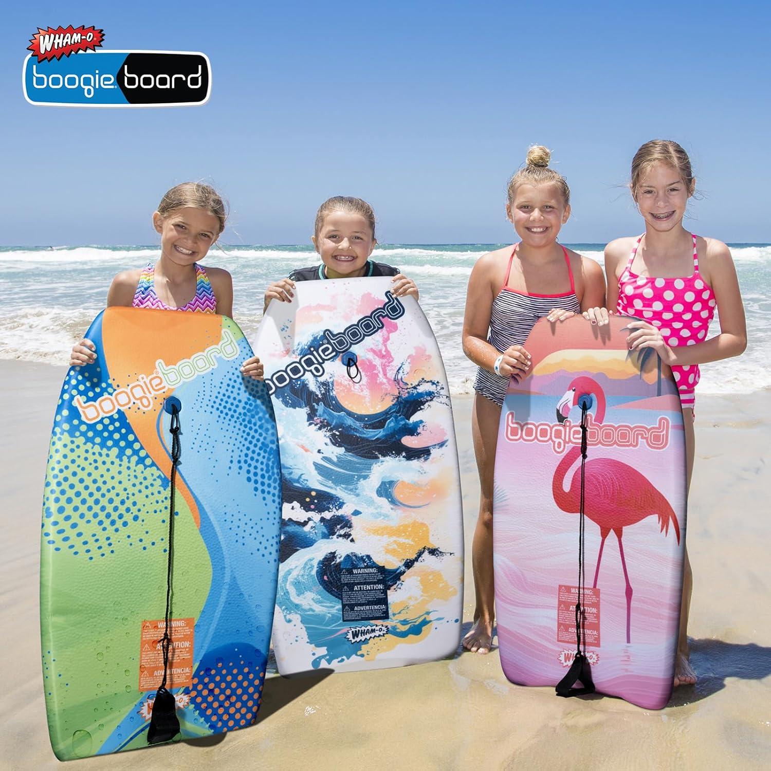 image:imageWhamO Boogie Boards 2 Pack 3337 Body Board for Beach Lightweight Bodyboard with Wrist Leash for Kids Teens Beginners TrainingFlamingoCurve
