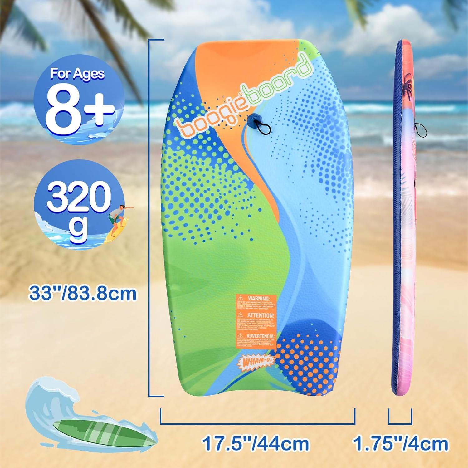image:imageWhamO Boogie Boards 2 Pack 3337 Body Board for Beach Lightweight Bodyboard with Wrist Leash for Kids Teens Beginners TrainingFlamingoCurve