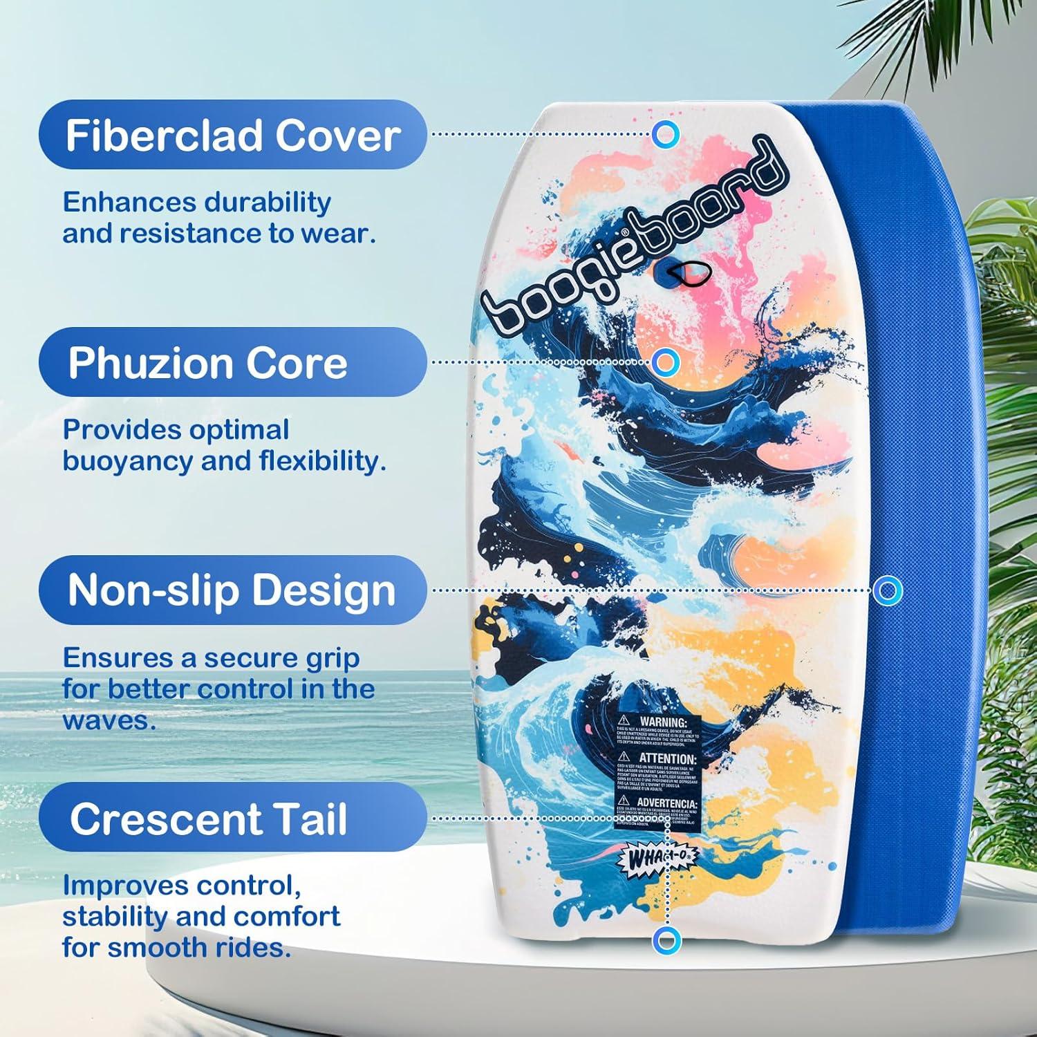 image:imageWhamO Boogie Boards 2 Pack 3337 Body Board for Beach Lightweight Bodyboard with Wrist Leash for Kids Teens Beginners TrainingWave2Pack
