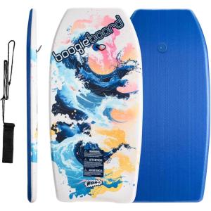 Wham-O Boogie Boards 2 Pack, 33″/37″ Body Board for Beach, Lightweight Bodyboard with Wrist Leash, for Kids Teens Beginners Training(WAVE(1Pack))